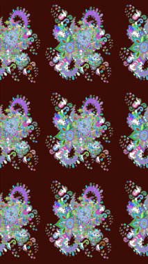 Hediye ambalaj kağıdı, tebrik kartları, posterler ve pankart tasarımı. Raster düz çiçek çizim deseni. Kahverengi renkte çiçekler.