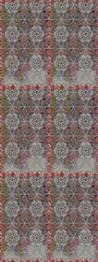 Şirin çiçekli, desenli, gri ve kahverengi renklerde renksiz bir desen. Elle çizilmiş çiçek deseni (fayans). Tekstil için suluboya desensiz.