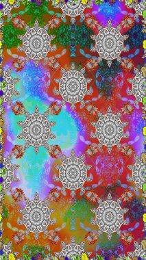 Tomurcukları papatya çiçekleri olan sevimli bir çiçek deseni. Raster illüstrasyonu. Eski usul. Kumaş, tekstil, duvar kağıdı baskısı için. Miles Fleur, süslü püslü bir süs. Kusursuz arkaplan.