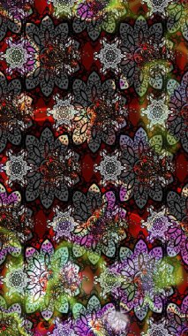 Klasik çiçek tasarımı elementleri. Gri kıvırcık çiçekler gri renkte şekillenir. Raster illüstrasyonu.