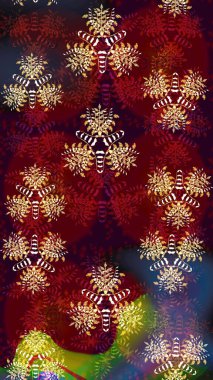 Düz Çiçek Elementleri Tasarımı. Renkli Bahar Teması eskiz kalıbı. Kırmızı ve kahverengi renkte çiçekler. Raster illüstrasyonunda çiçek deseni çizimi.