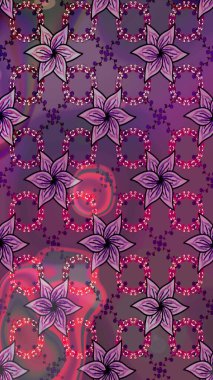 Gömlek baskısı için çiçek boyası. Mor ve kahverengi renkte çiçekler. Çiçek eskiz kalıbı geçmişi.