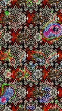 Çiçek arkaplan. Renkli çizim kalıbı. Çiçek duvar kâğıdı. Gri renkli şirin tekstil tarzında. Raster illüstrasyonu.