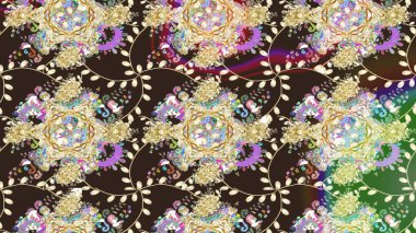 Düz Çiçek Elementleri Tasarımı. Raster. Renkli Bahar Teması çizim şablonu.