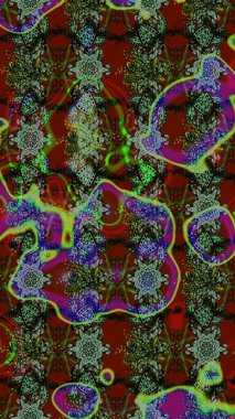 Çiçeksel elementlerle süslenmiş zarif raster dokusu. Küçük çiçekte hoş bir çiçek deseni var. Parlak çiçekli yeşil renkler üzerine soyut çizim deseni.