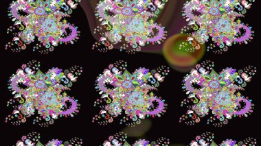 Siyah renkli bitkilerden oluşan parlak çiçekli çizim deseni.