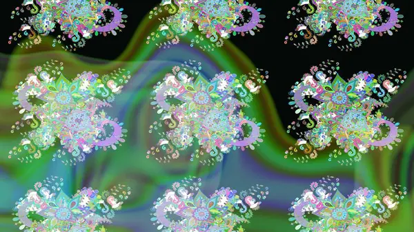 Raster illüstrasyonu. Çizim çiçek deseni duvar kâğıdı olarak kullanılabilir. Yeşil renkte çiçekler.