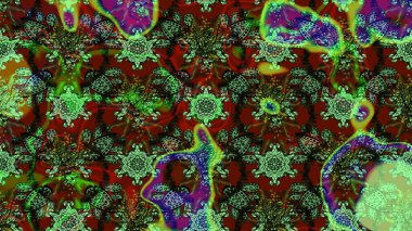 Küçük çiçekteki sevimli çiçek deseni. Yeşil renkli çiçekler. Raster illüstrasyonu.