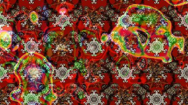 Küçük çiçekteki sevimli çiçek deseni. Kırmızı renkte çiçekler. Raster illüstrasyonu.