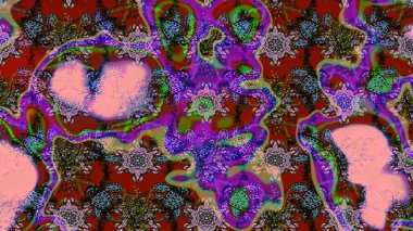 Raster Illustrasyon 'daki Çiçek Deseni' nin son moda çizimi. Kırmızı renkte çiçekler. Renkli Yaz Temalı eskiz kalıbı. Düz Çiçek Elementleri Tasarımı.