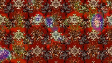 Suluboya çiçekli çiçek deseni. Raster illüstrasyonu. Kahverengi renkli güzel tekstil.