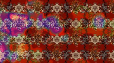 Raster çiçek desenli çiçek deseni, yapraklar, dekoratif elementler, sıçrama, lekeler, el çizimi kontur çizgileri ve Doodle çizim stili, grafik raster çizim çizimi.