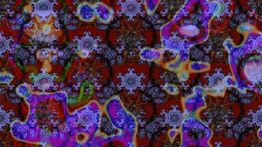 Kumaş desenli papatya çiçeği detayı. Kahverengi renkte çiçekler.