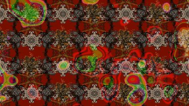 Raster illüstrasyonundaki çiçek desenli çizim. Kahverengi renkte çiçekler.