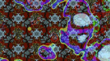 Parlak renkli çiçekleri ve kahverengi renkli yaprakları olan harika bir çiçek deseni. Moda baskıları için zarif bir şablon. Modern çiçek arkaplanı. Halk stili.