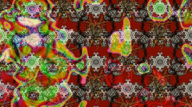 Klasik çiçek tasarımı elementleri. Kırmızı kıvırcık çiçekler kırmızı renklerde şekillenir. Raster illüstrasyonu.