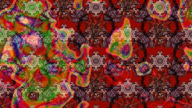 Çiçekli bahar çiçekleri. Küçük çiçekte güzel bir desen. Küçük renkli çiçekler. Moda baskıları için zarif bir şablon. Motley illüstrasyonu. Çizim.