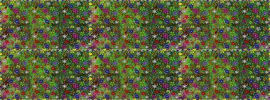 Çiçekli karalama şeklinde Raster çiçek deseni. Yumuşak, yeşil ve kahverengi renklerde bahar çiçekleri. Raster illüstrasyonu.