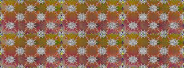 Raster illüstrasyonu. Kahverengi renklere karalamalar çizen kusursuz çiçek deseni.