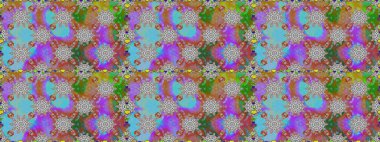 Çiçeklerle suluboya desenli çiçek deseni. Raster illüstrasyonu. Gri renkli güzel tekstil.