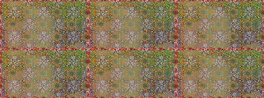 Renkli Bahar Temalı Kusursuz Arkaplan. Kahverengi renkli çiçekler. Raster illüstrasyonunda kusursuz çiçek deseni. Düz Çiçek Elementleri Tasarımı.