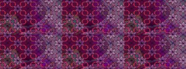 Raster illüstrasyonu. Mor ve kahverengi renkte şirin çiçekler. Moda baskısı, albüm, ambalaj kağıdı ve duvar kağıdı için zarif dekoratif süslemeler. Küçük çiçekli basit bir çiçek çizimi..