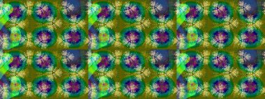 Çiçekli el çizimi çizimi deseni. Modern gelişim yeşil ve mavi raster arka plan duvar kâğıdı illüstrasyon klasik çizgili iz sürme desenli çiçekler, çiçekli süsler.