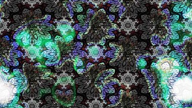 Çiçekler. Soyut etnik raster çizim kalıbı. Vadinin gri renkli çiçekleri.