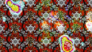 Suluboya çiçekli çiçek deseni. Raster illüstrasyonu. Gri renkli Asya tekstili.