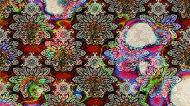 Kızılderili desenli desenli desenli şal deseni. Etnik Mandala süsü. Raster Henna dövme stili. Tekstil, tebrik kartı, boyama kitabı, telefon kılıfı baskısı için kullanılabilir.