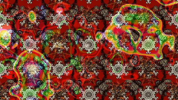 Küçük çiçekteki sevimli çiçek deseni. Kırmızı renkte çiçekler. Raster illüstrasyonu.