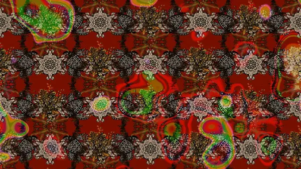 Raster illüstrasyonundaki çiçek desenli çizim. Kahverengi renkte çiçekler.