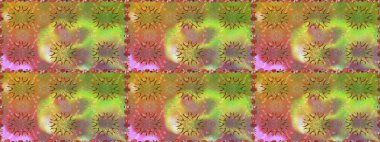 Asya tekstil tarzında. Raster illüstrasyonu. Kusursuz çiçek deseni. Raster illüstrasyonu. Yeşil ve kahverengi renkte çiçekler.