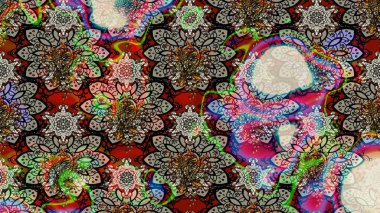 Kızılderili desenli desenli desenli şal deseni. Etnik Mandala süsü. Raster Henna dövme stili. Tekstil, tebrik kartı, boyama kitabı, telefon kılıfı baskısı için kullanılabilir.