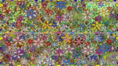 Raster illüstrasyonu. Çiçek süsü ile kusursuz desen. Yeşil ve nötr renkte çiçekler.