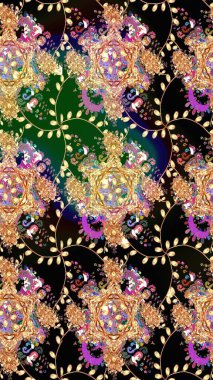 Çiçek deseni. Raster illüstrasyonu. Chichi 'nin kumaş kalıbını çiz. Renkli Bahar Teması eskiz kalıbı. Düz Çiçek Elementleri Tasarımı.