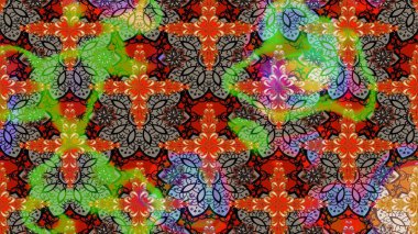 Çizim çiçek deseni duvar kâğıdı olarak kullanılabilir. Yeşil renkli çiçekler. Raster illüstrasyonu.