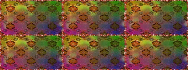 Kahverengi ve yeşil renkli çiçekler. Raster illüstrasyonu. Raster illüstrasyonu. Kusursuz çiçek deseni. Asya tekstil tarzında.