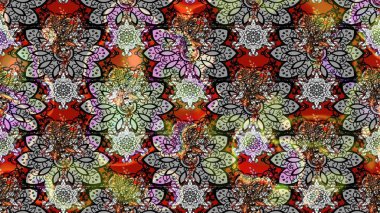 Nakış desenli çiçek deseni. Renkli grunge soyut arkaplanı kologri çiçeklerle süslüyor. İzler, kumaş, duvar kağıtları, tekstil için raster dokusu.