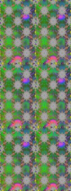 Ağaç dallı bahar çiçekleri ile desen, çiçek siluetiyle yeşil renkler. Raster deseni.