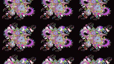 Çiçek desenli eskiz, darbeler, sıçramalar, yaz çiçekleri. Siyah renkli çiçekler. Raster illüstrasyonu.