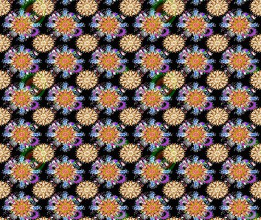 Raster illüstrasyonu. Klasik çiçek tasarımı elementleri. Siyah ve kahverengi kıvırcık çiçekler siyah ve kahverengi renklerde şekillenir.