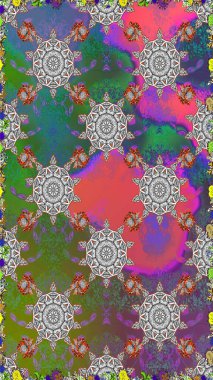 Elle çizilmiş. Doodle çiçekler ve dalları, otlar ve çiçekler. Güzel kumaş deseni. Raster illüstrasyon.