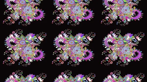 Çiçek desenli eskiz, darbeler, sıçramalar, yaz çiçekleri. Siyah renkli çiçekler. Raster illüstrasyonu.