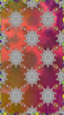 Renkli Bahar Temalı Kusursuz Arkaplan. Düz Çiçek Elementleri Tasarımı. Çiçeksel fantezi tasarımı. Parlak bir arka planda..