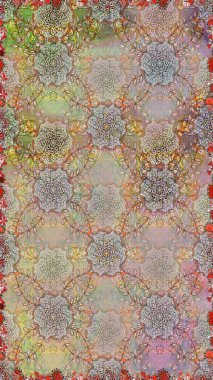 Raster çiçek izi. Çiçeksel, nötr, pürüzsüz desen. Klasik taslak çizimi.