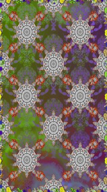 Raster illüstrasyonu. Küçük çiçekli kusursuz yay deseni. Suluboya tarzında gri renkler üzerine.