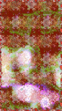 Kıvırcık, parlak örgü. Çiçek çelengi. Güzel, parlak, pürüzsüz kumaş, tuval. Raster illüstrasyonu. Eski moda arka plan. Şablon, pürüzsüz, çiçekli kenar..