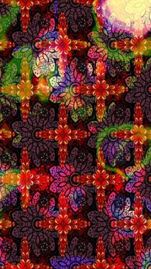 Renkli Bahar Teması eskiz kalıbı. Eskiz klasiği. Düz Çiçek Elementleri Tasarımı. Raster Şirin kumaş deseni.