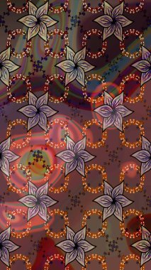 Raster çiçek desenleri çiziyor. Vadinin çiçekleri kahverengi ve bej renklerde.